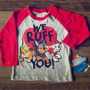 NWT Nickelodeon Paw Patrol Red and White Long Sleeve Tees Size 18m